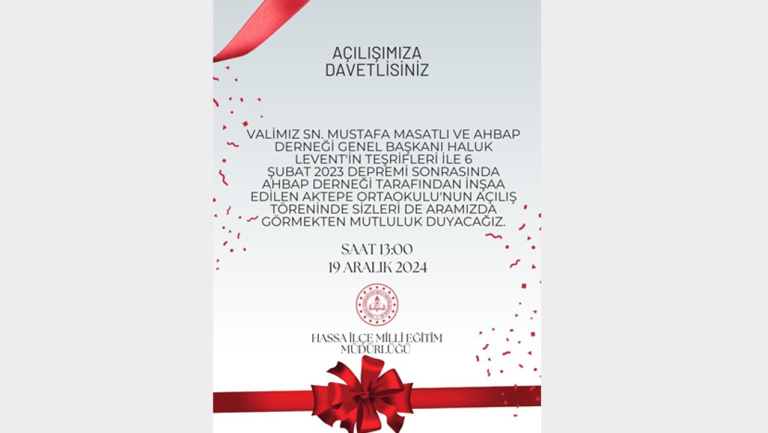 Okul Açılışımıza Davet